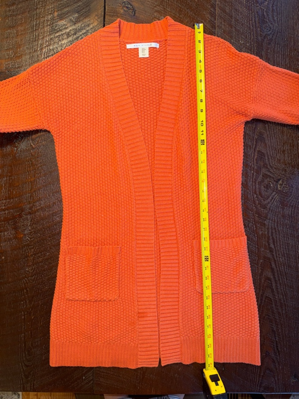 Max Studio Women’s M Burnt Orange Chunky Knit Cardigan Open Front Fall Sweater - Picture 8 of 9